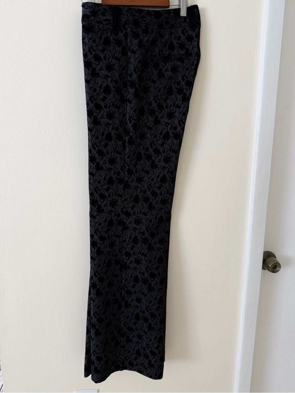 Like New 🖤 Anthropologie Black Floral Burnout Boot-Cut Pants